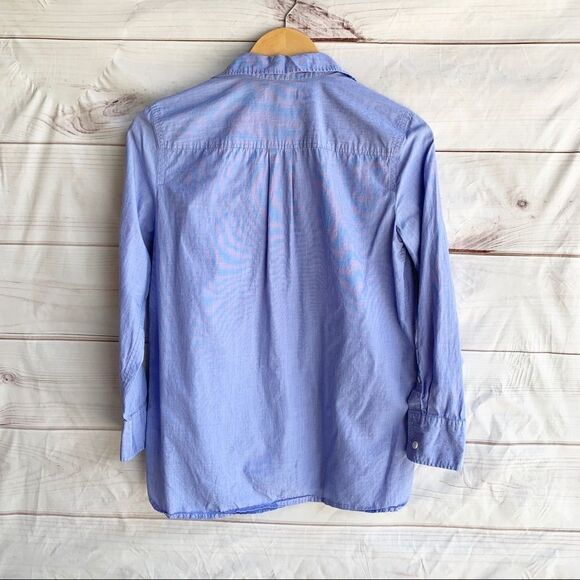 J. Crew End-on-End Long Sleeve Cotton Blue Button Down Workshirt - Picture 7 of 8
